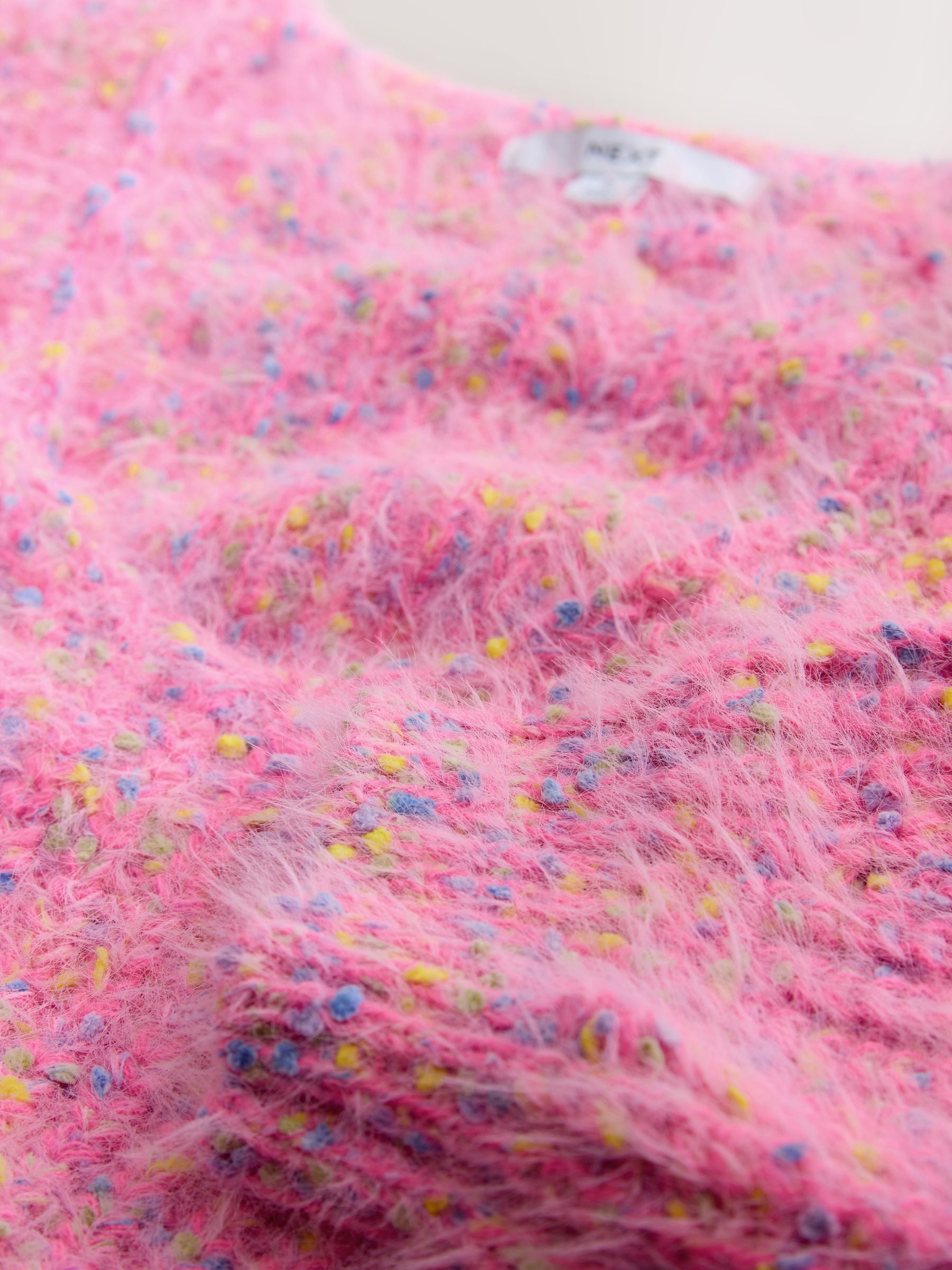 Buy Bright Pink Neppy Fuzzy Texture V-Neck Knitted Jumper from