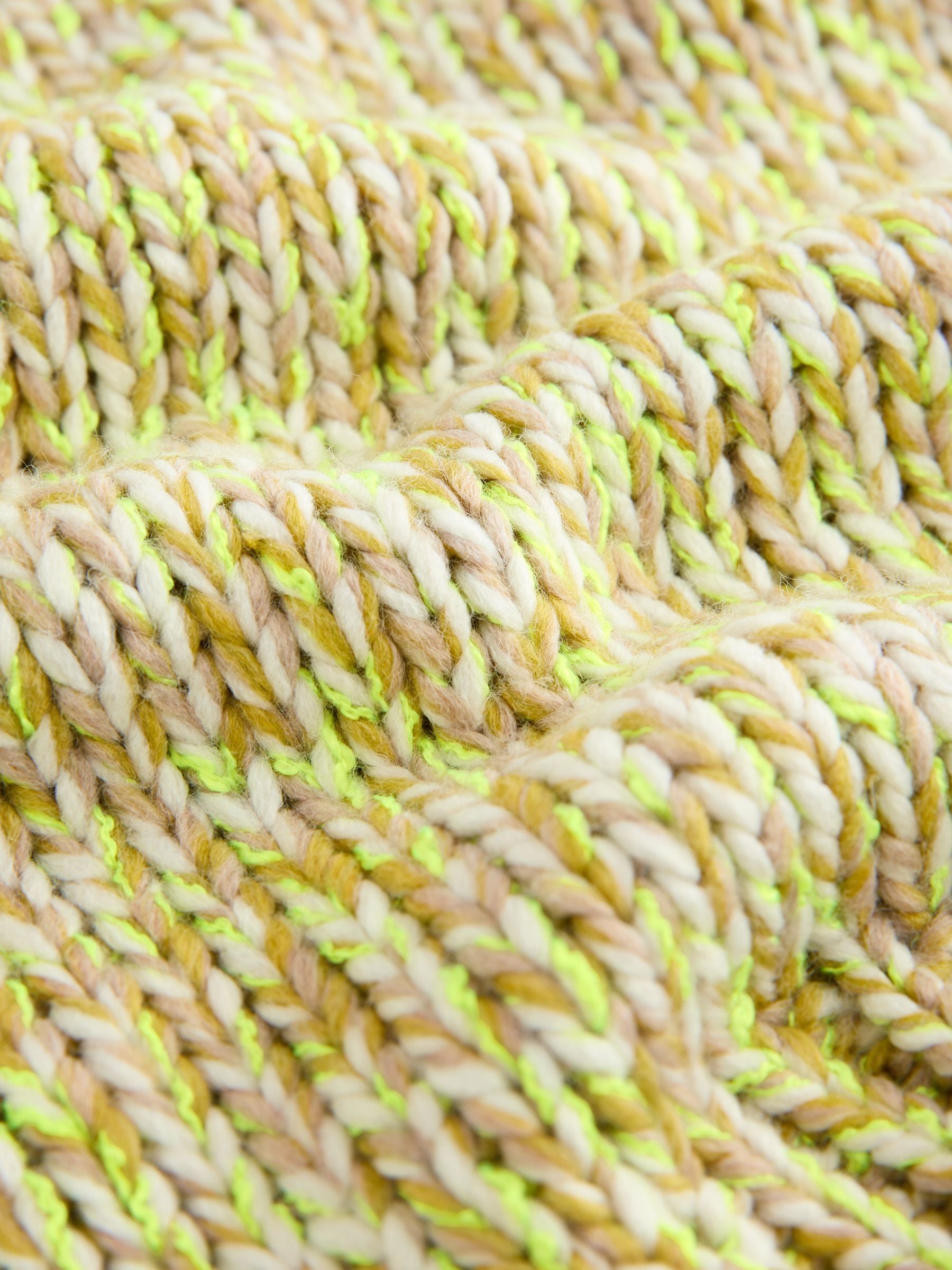 Next：日本 蛍光イエロー マルチ - ウール ツイストニット クルー