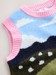 Multi Landscape Scene Sleeveless Knitted Tank With Wool - Image 2 of 3