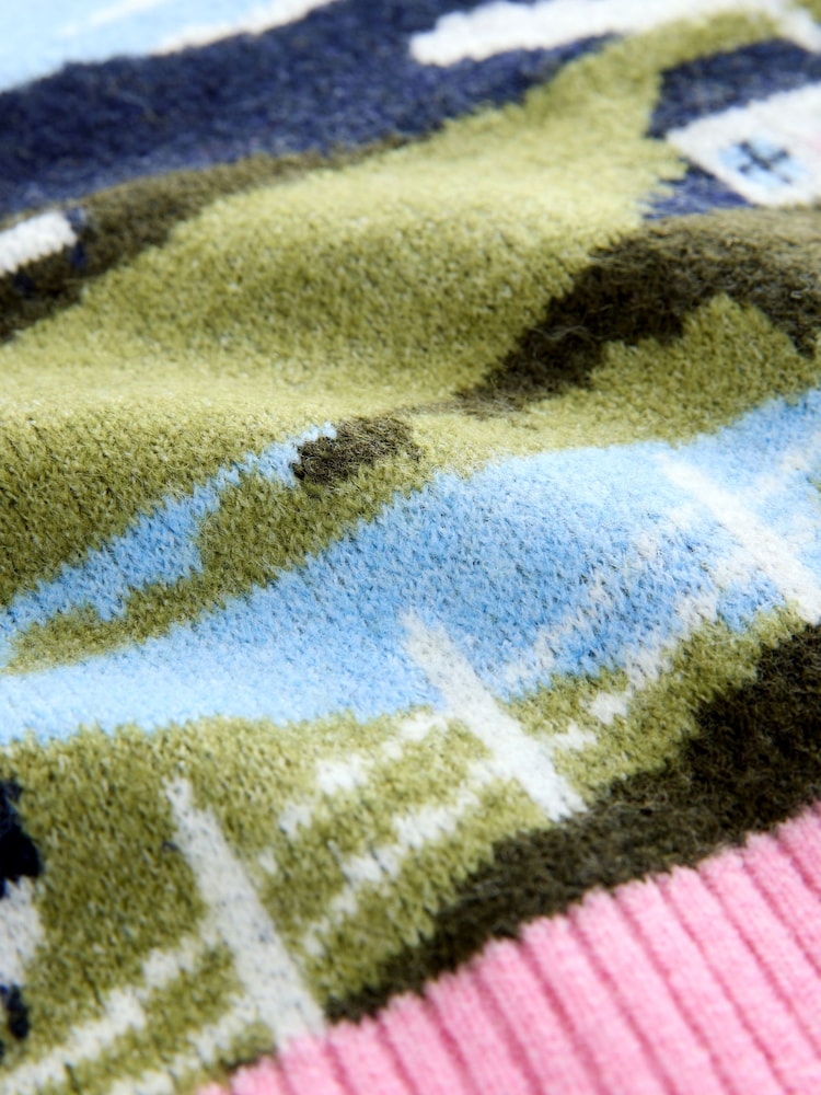 Multi Landscape Scene Sleeveless Knitted Tank With Wool - Image 7 of 7