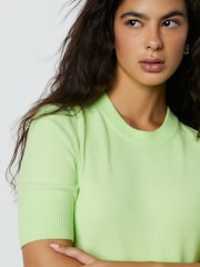 Fluro Green Supersoft Short Sleeve Knitted Top - Image 5 of 9