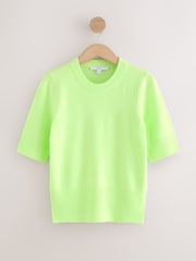 Fluro Green Supersoft Short Sleeve Knitted Top - Image 7 of 9