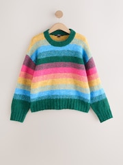 Rainbow Stripe Crew Neck Jumper With Wool - Image 1 of 3