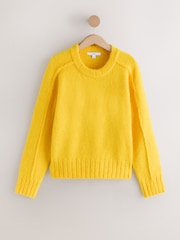 Amarillo brillante - Suéter de lana con cuello redondo - Imagen 1 de 3
