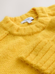 Amarillo brillante - Suéter de lana con cuello redondo - Imagen 2 de 3