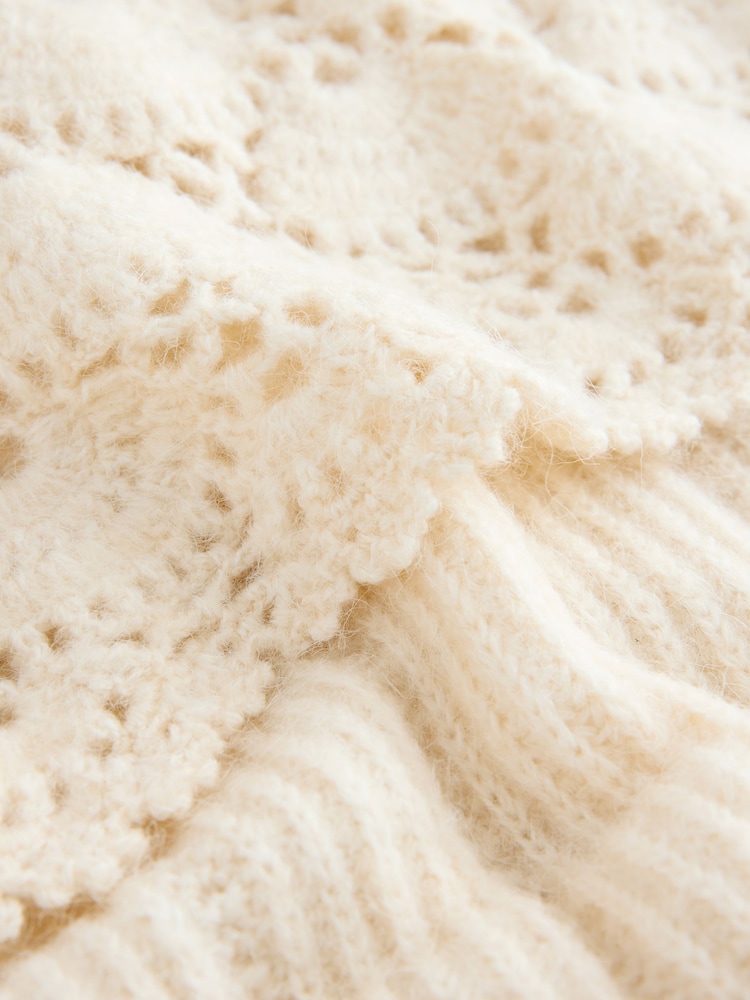 Ecru Ribbed Knit Jumper With Crochet Sailor Collar - Image 8 of 8 Ecru Ribbed Knit Jumper With Crochet Sailor Collar - Image 8 of 8