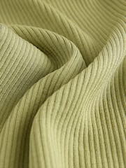 كاكي أخضر - Ribbed Asymmetric Neckline Knitted Top - صورة 2 من 3