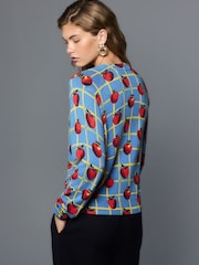 නිල් Apple චෙක් රටාව - මෘදු ස්පර්ශ Crew Neck cotton rich jumpers - 8න් 4 වන රූපය