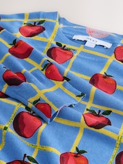 නිල් Apple චෙක් රටාව - මෘදු ස්පර්ශ Crew Neck cotton rich jumpers - 8න් 8 වන රූපය