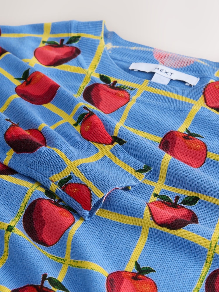 නිල් Apple චෙක් රටාව - මෘදු ස්පර්ශ Crew Neck cotton rich jumpers - 8න් 8 වන රූපය