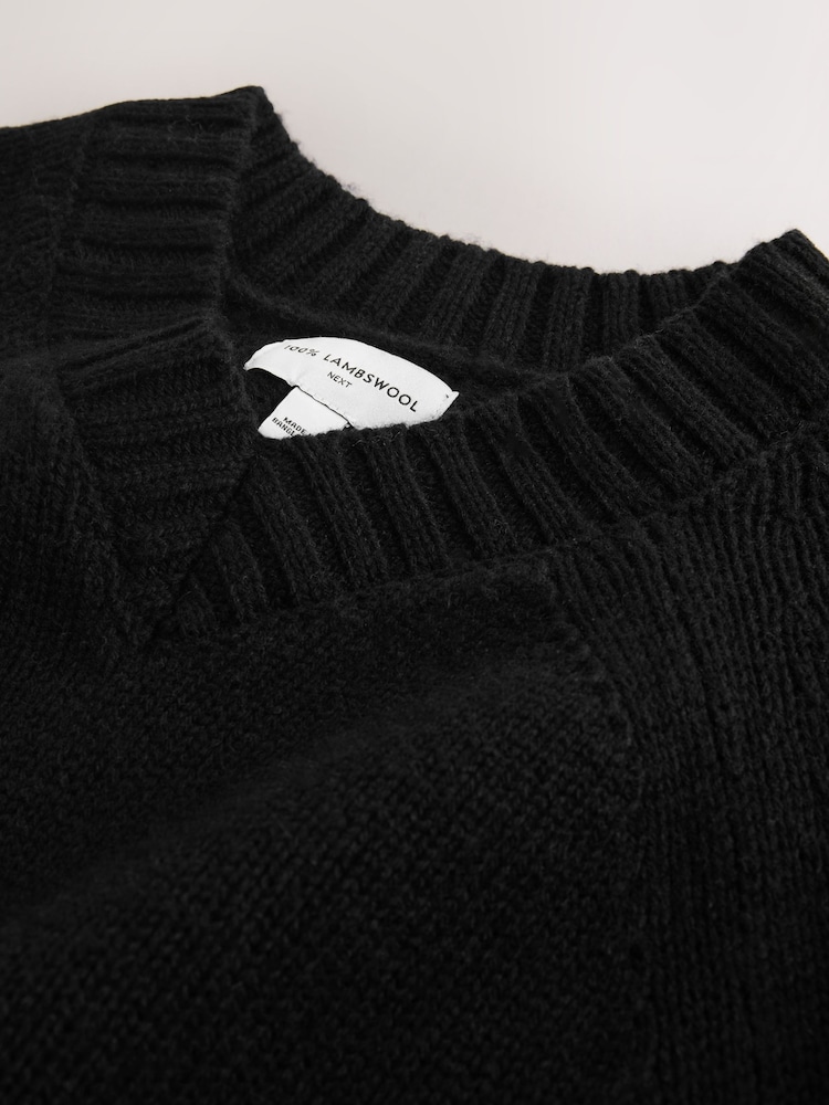 Black 100% Lambswool N.Premium V-Neck Jumper - Image 8 of 8 Black 100% Lambswool N.Premium V-Neck Jumper - Image 8 of 8