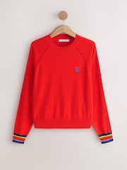 Red Cherry Soft Touch Crew Neck Cotton Rich Jumper - Image 6 of 8