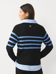 Black/Blue Floral Stripe Soft Touch Crew Neck Cotton Rich Jumper - Image 3 of 7