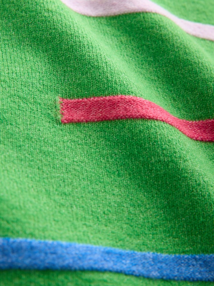 Green Multi Stripe Supersoft Crew Neck Long Sleeve Jumper - Image 2 of 3 Green Multi Stripe Supersoft Crew Neck Long Sleeve Jumper - Image 2 of 3
