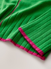 Green/Pink Tipped - كنزة بحافة رقبة مستديرة من صوف الغنم الفاخر 100% - صورة 7 من 8