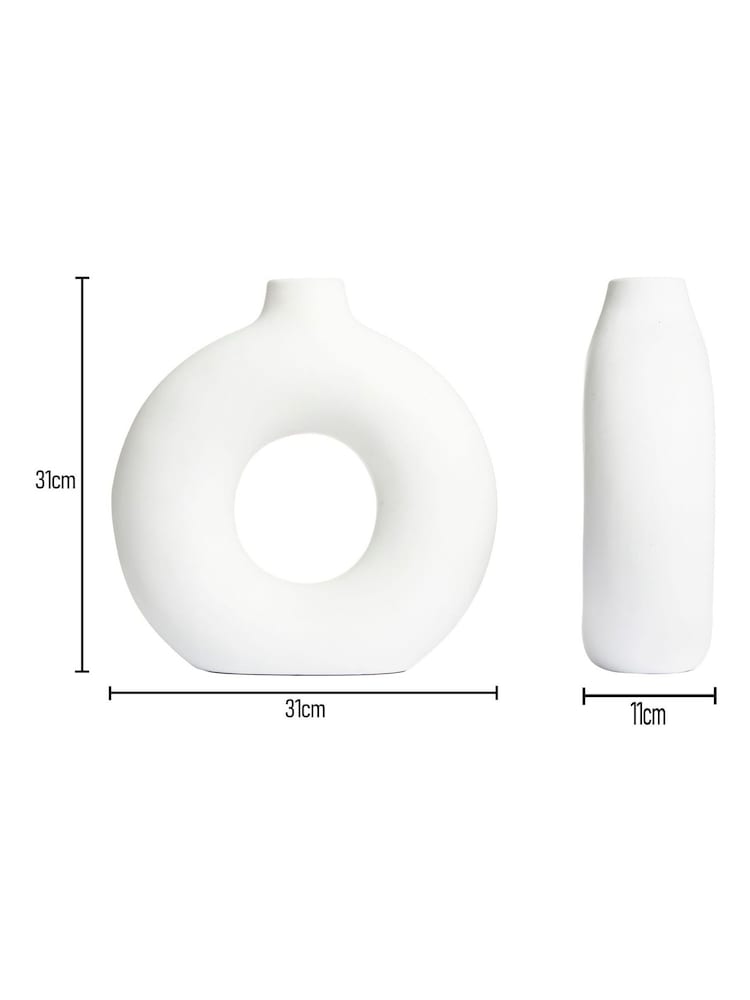 BHS White Holey Ceramic Vase - Image 4 of 4