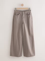 Mink Brown High Rise Palazzo Wide Leg Jeans - Image 1 of 4