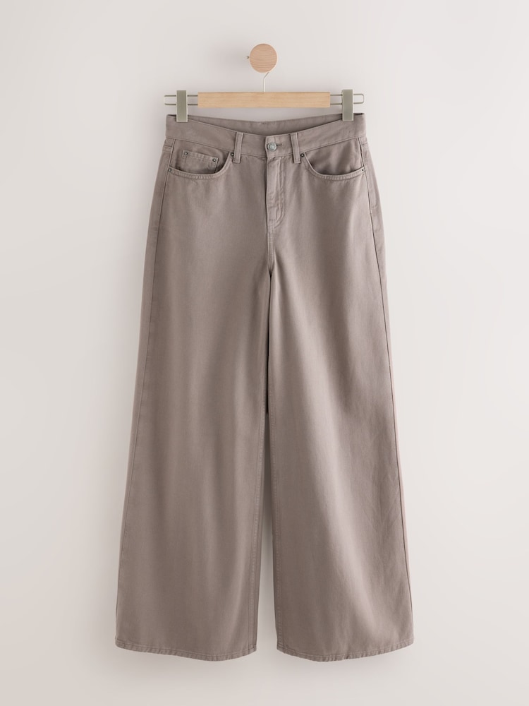 Mink Brown High Rise Palazzo Wide Leg Jeans - Image 1 of 4