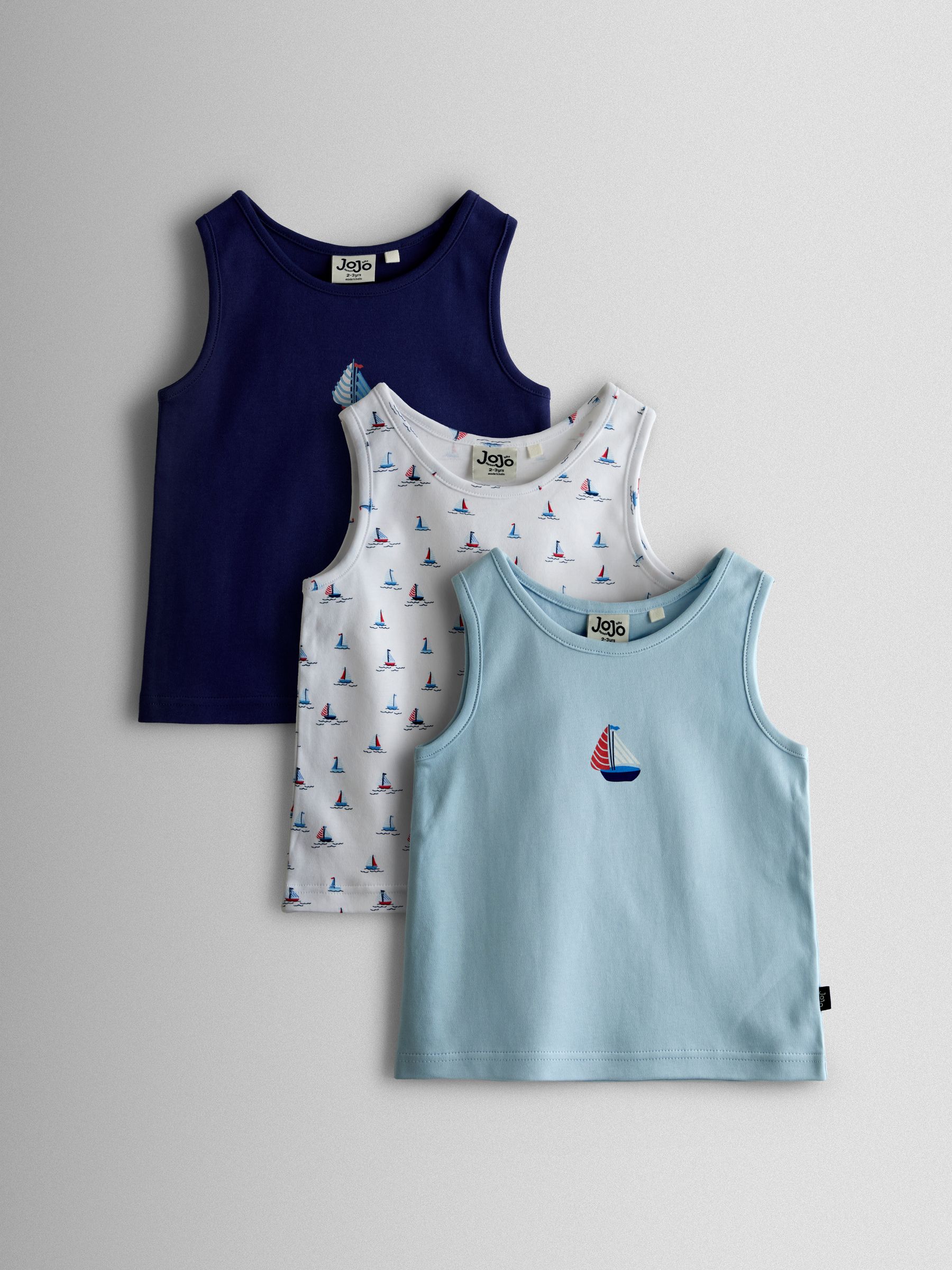 Jojo Maman Bébé White/Peach Boat 3-Pack Sailboat Vests