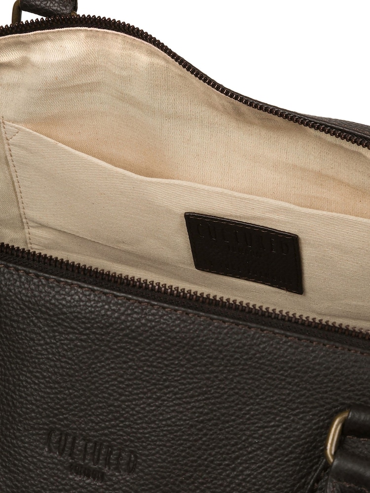 Brun - Fourre-tout Cultured London Harbour marron en cuir - Image 4 of 6