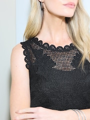 Black Sleeveless 2-in-1 Crochet Maxi Dress - Image 4 of 7