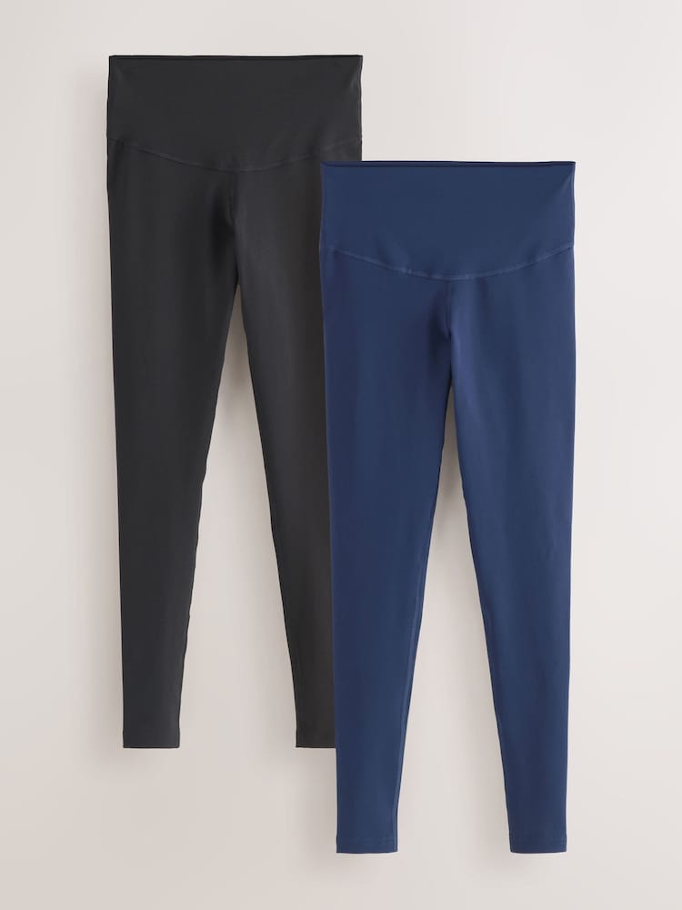 Black/Navy 2 Pack Active Sports Sculpting High Waisted Leggings - Image 1 of 5
