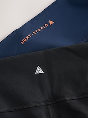 Black/Navy 2 Pack Active Sports Sculpting High Waisted Leggings - Image 5 of 5