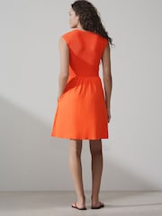 Naranja - Cap Sleeve Shirred Body Jersey Mini Dress - Imagen 3 de 7