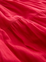 Red Sleeveless Square Neck Tiered Midi Summer Dress - Image 5 of 6