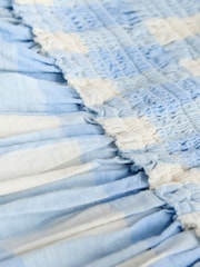 Blue Gingham Bandeau Shirred Body Midi Dress - Image 7 of 7