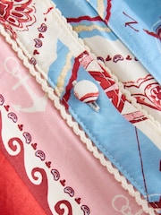 Red/Blue Bandana Printed - Short Sleeve Tie Waist Shirt Dress - Imagen 8 de 8