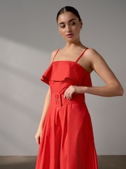 Red Occasion Foldover Belted Maxi Dress - Image 4 of 8