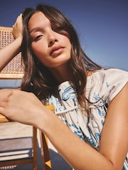 Blue Print Tie Side Midi Summer Dress - Image 5 of 8