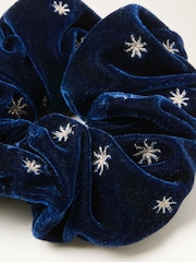 FatFace Navy Velvet Embroidered Scrunchie - Image 2 of 2