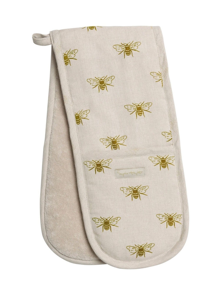 Sophie Allport Natural Linen Bee Double Oven Glove - Image 2 of 2