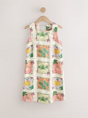 Green/Ecru Kew Collection Botanical Print - Mini-jurk met vierkante halslijn, rijk aan linnen - Afbeelding 5 van 8