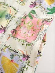 Green/Ecru Kew Collection Botanical Print - Mini-jurk met vierkante halslijn, rijk aan linnen - Afbeelding 8 van 8