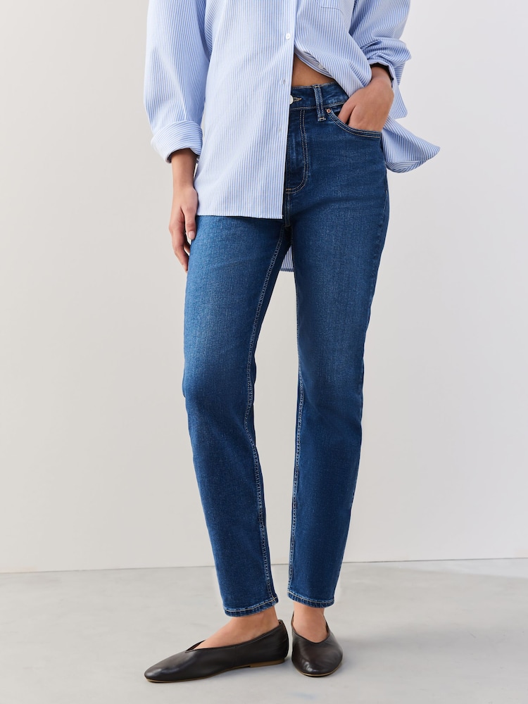 Dark Blue Slim Cropped Jeans - Image 2 of 9 Dark Blue Slim Cropped Jeans - Image 2 of 9