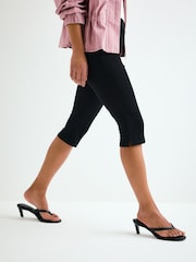 Black Jersey Denim Cropped Capri Leggings - Image 2 of 7
