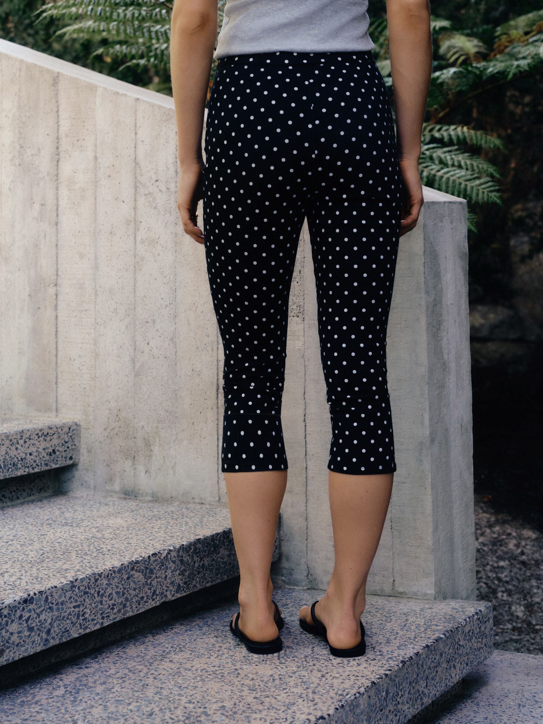 Buy Black/White Polka Dot Cropped Capri Denim Jeans from Next USA