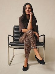 Leopard Cropped Jersey Denim Leggings - Image 2 of 9