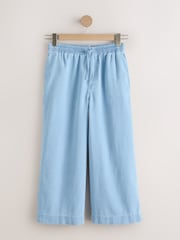 Lichtblauw - Pull on Lightweight Denim Wide Leg Crop Jeans - Afbeelding 1 van 2