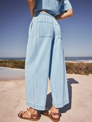 Lichtblauw - Pull on Lightweight Denim Wide Leg Crop Jeans - Afbeelding 5 van 7