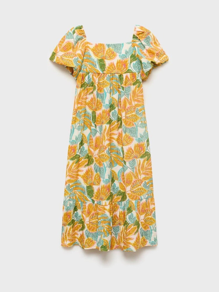 Mango Yellow Patterned Short Sleeve Maxi Dress - Image 2 of 4