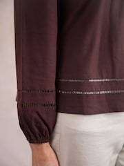 Lakeland Clothing Pearl Linen Blend Brown Blouse - Imagen 7 de 7
