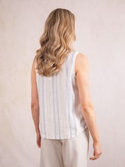 Lakeland Clothing Cream Ellery Linen Blend Stripe Blouse - Image 2 of 5