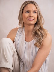 Lakeland Clothing Cream Ellery Linen Blend Stripe Blouse - Image 5 of 5