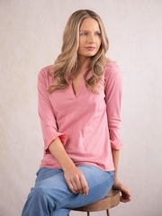 Lakeland Clothing Pink 100% Cotton Grace V-Neck Blouse - Image 2 of 4