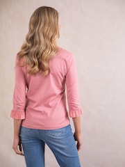 Lakeland Clothing Pink 100% Cotton Grace V-Neck Blouse - Image 3 of 4