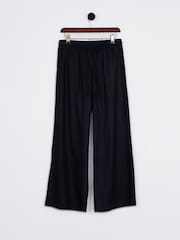 Lakeland Clothing Sarah Wide Leg Linen Blend Black Trousers - Imagen 1 de 3